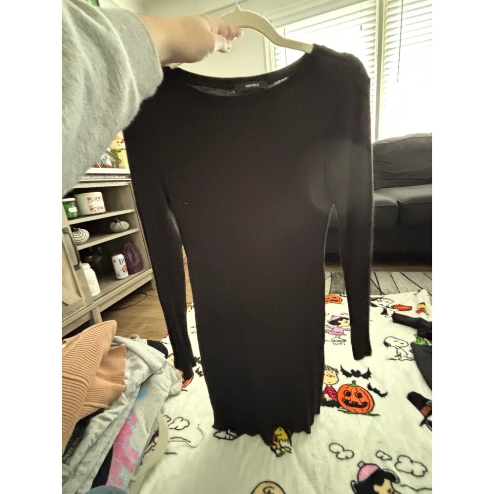 Forever 21 Black Long Sleeve Bodycon Midi Dress - Size Medium